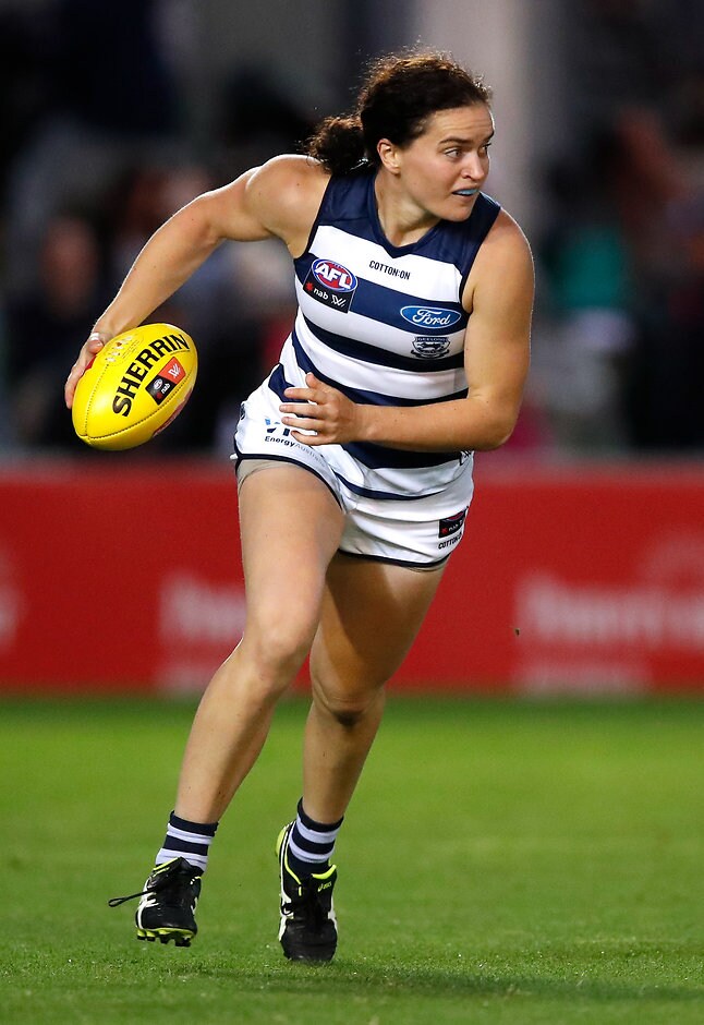 AFLW 2019 Rd 02 - Western Bulldogs v Geelong Meghan McDonald has been Geelong's standout performer after two rounds. - Geelong Cats,Meghan McDonald,Olivia Purcell
