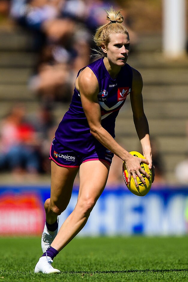 AFLW 2019 Rd 02 - Fremantle v Brisbane Dana Hooker was an augural member of Fremantle's AFLW team. - Fremantle Dockers,AFLW,Dana Hooker