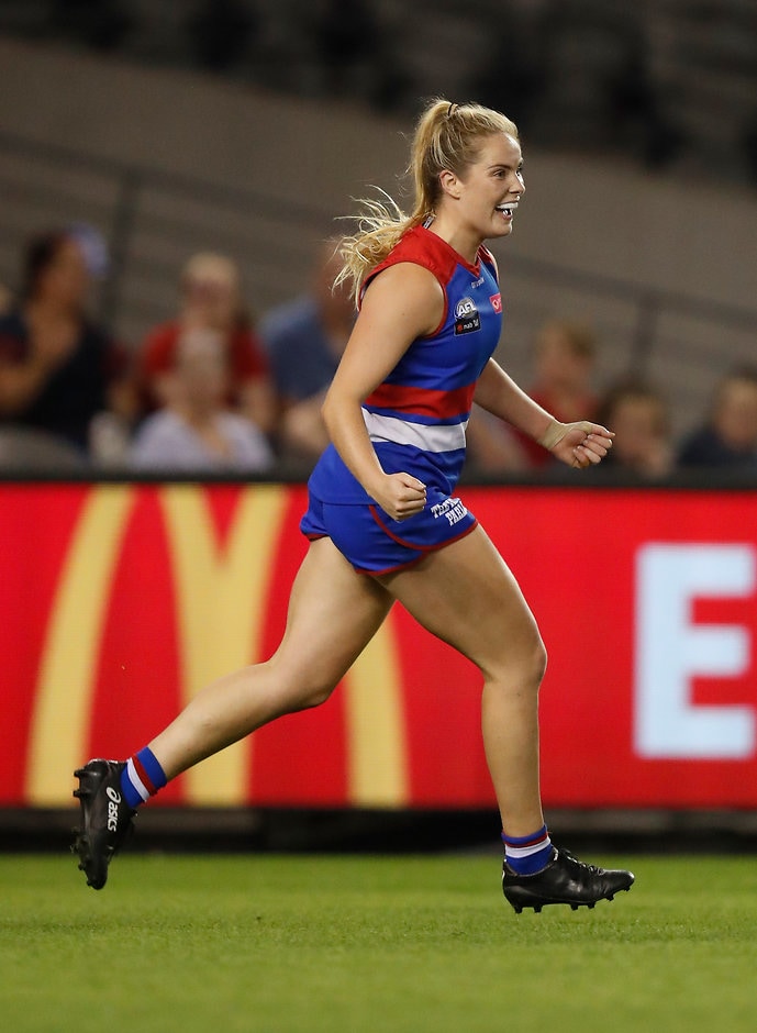 AFLW 2019 Round 06 - Western Bulldogs v Melbourne Aisling McCarthy (above) and Celine Moody join a list of 13 players who have re-signed for the 2020 AFLW season and beyond - Western Bulldogs,AFLW,Trade,Tag-AFLW,Aisling McCarthy,Celine Moody