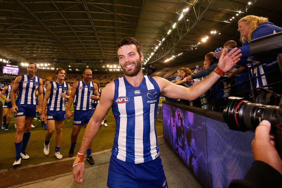 AFL 2019 Round 04 - North Melbourne v Adelaide Luke McDonald left the ground after his 100th game a happy man - AFL,North Melbourne Kangaroos,Luke McDonald,Tribunal