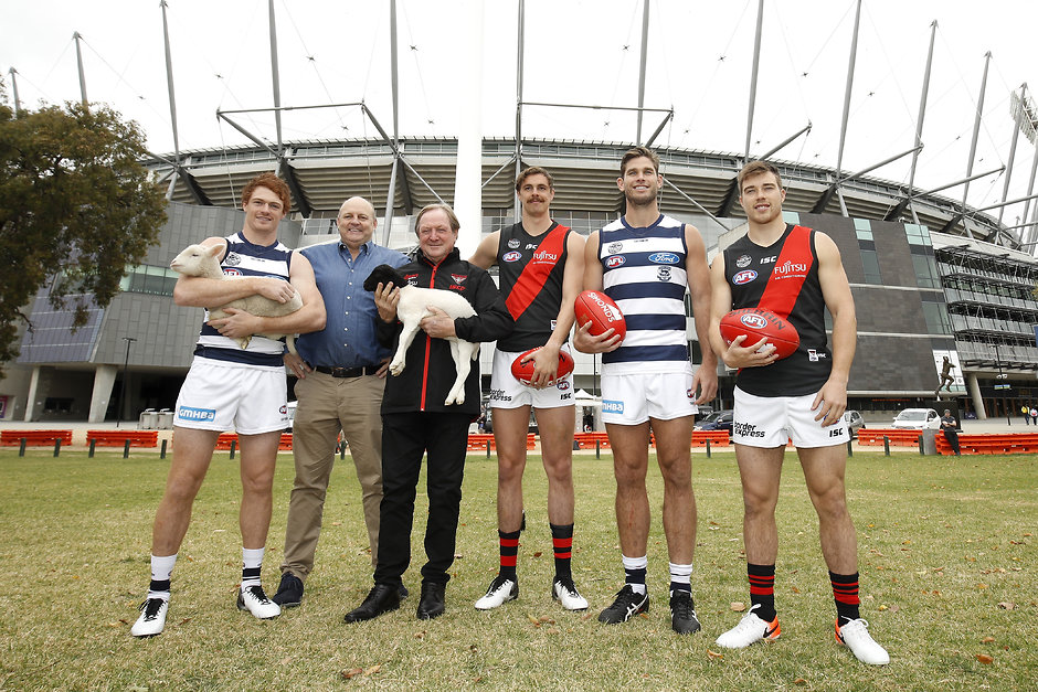 AFL 2019 Media - Powercor Country Festival Media Launch Gary Rohan, Billy Brownless, Kevin Sheedy, Joe Daniher, Tom Hawkins and Zach Merrett. - Geelong Cats,Tom Hawkins,Gary Rohan