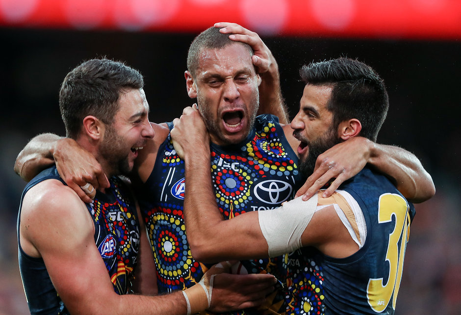 AFL 2019 Round 10 - Adelaide v West Coast Cam Ellis-Yolmen (centre) is set to join Brisbane. All pictures: AFL Photos - AFL,Tag-Trade,Trade,Adelaide Crows,Cameron Ellis-Yolmen,Contracts,Free Agency