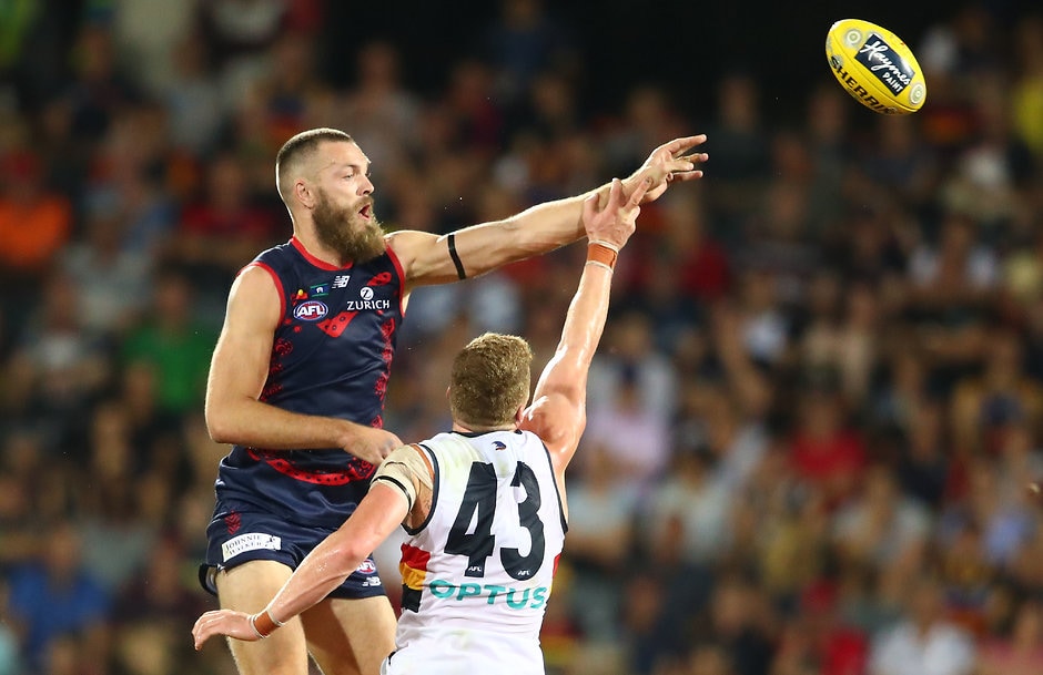 AFL 2019 Round 11 - Melbourne v Adelaide Max Gawn missed last weekend's win over Carlton with an ankle injury - AFL,Melbourne Demons,Simon Goodwin,Max Gawn,Braydon Preuss