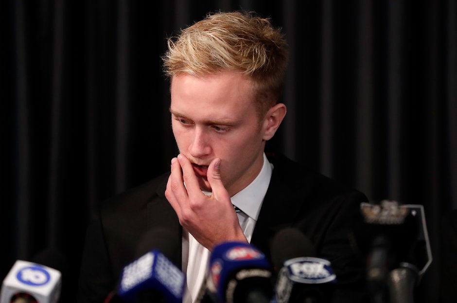 AFL 2019 Media - Collingwood Press Conference 190619 Jaidyn Stephenson has copped a huge ban for betting on AFL matches - AFL,Collingwood Magpies,Jaidyn Stephenson