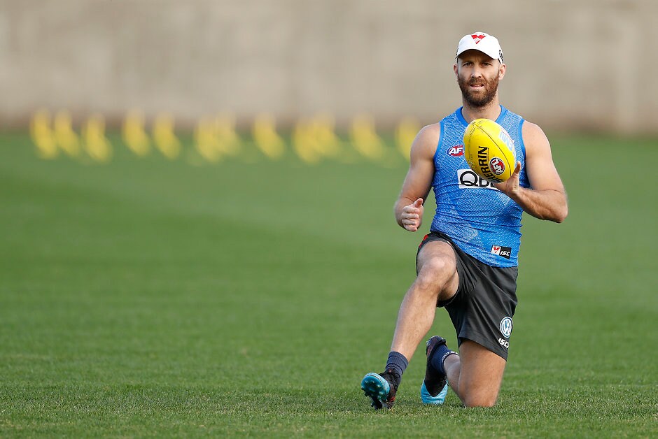 AFL 2019 Training - Sydney 250619 SYDNEY, AUSTRALIA - JUNE 25: Jarrad McVeigh of the Swans trains during a Sydney Swans AFL training session at Lakeside Oval on June 25, 2019 in Sydney, Australia. (Photo by Ryan Pierse/Getty Images via AFL Photos)