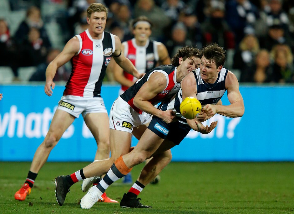 AFL 2019 Round 17 - Geelong v St Kilda Patrick Dangerfield was awarded three votes against St Kilda in AFL.com.au's Brownlow Predictor. All pictures: AFL Photos - AFL,Geelong Cats,Patrick Dangerfield,Brownlow