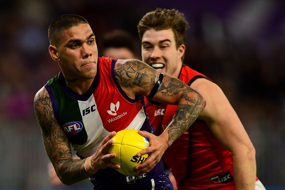 AFL 2019 Round 22 - Fremantle v Essendon Walters finished with 36 disposals and two goals on Friday night. - Fremantle,Fremantle Dockers,AFL,Essendon,Optus Stadium