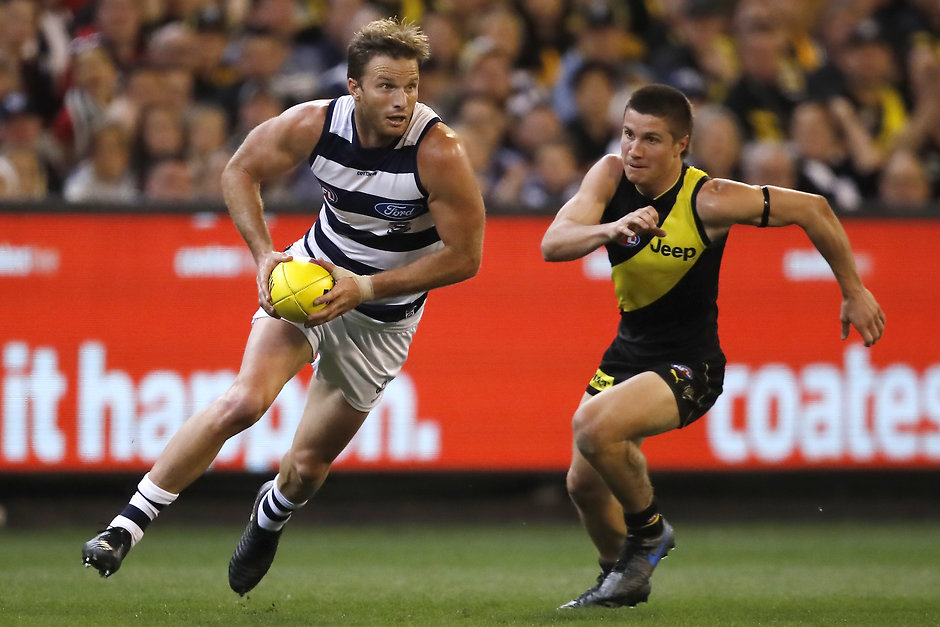 AFL 2019 Second Preliminary Final - Richmond v Geelong Popular clubman Lachie Henderson has been delisted after playing 54 games for the club. - Geelong Cats,Lachie Henderson,Sam Simpson,Zach Guthrie,Blake Schlensog