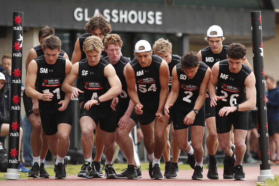 AFL 2019 Media - AFL Draft Combine Draft prospects take off for the 2km time trial. All Pictures: AFL Photos - AFL,Draft,Tag-Draft,Draft Combine